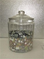 Huge Jar of Vintage Buttons 14" Tall 8.5" Round
