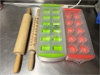 2 Rolling Pins & LG Qty of Ice Cube Trays