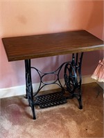 Vtg Cast iron sewing base frame made into table