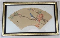 Asian Watercolor on Silk Paper - Bluebird