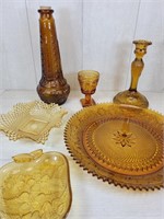 Mixed Amber Glass - Decanter, Goblet, Bowls, etc