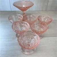 Pink Depression Glass - Ice Cream Cups -Candy Dish