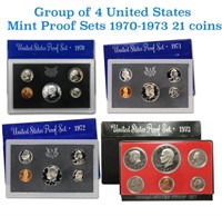 Group of 4 United States Mint Proof Sets 1970-1973