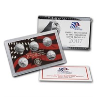 2007 United States Quarters Silver Proof Set - 5 p