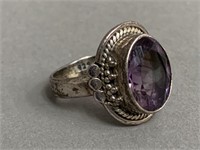 Vintage Sterling Silver and Amethyst Ring