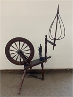 Early Spinning Wheel with Birdcage Distaff