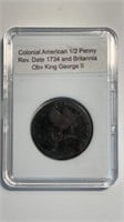 Colonial American 1/2 Penny.