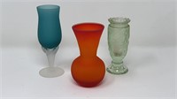 Glass Bud Vases Depression Glass, Mod Orange