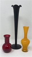 Satin Glass Trumpet Vase Mod Bud Vases