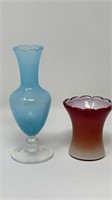 Iridescent Art Glass Vase Red Vase