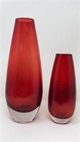 Red Sommerso Look Glass Vases as found