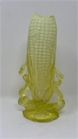 LG Wright Vaseline Glass Corn Cob Vase