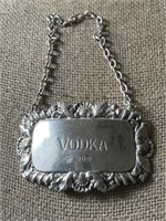 Vtg  Sterling Silver Vodka Decanter Barware Tag -