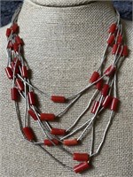 Sterling Silver & Coral Liquid Silver Southwest