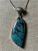 Sterling Silver Necklace - Turquoise in Stone