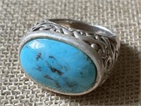Sterling Silver & Turquoise Ring Size 6