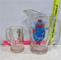 Old Style Glass Pitcher and Mug