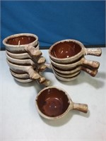 Group of 12 french onion soup Pottery handle