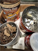 Misc fasteners, coffee cans, ext...
