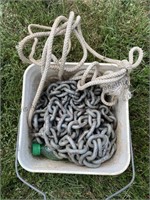 24 foot long chain with hooks and rope