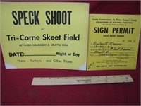 1950s Speck Shoot Sign & Sign Permit