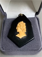 Unusual French Ivory Bust Cameo Pendent