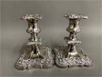 Pair of BP EPNS on Lead Candle Sticks