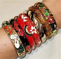 7 Clamper Hinge Bangle Bracelets - Handmade