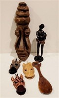 African Tribal Home Decor Lot - Wood Masks +