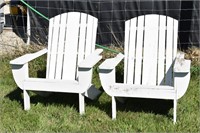 (2) Locally Handcrafted Wood Lawn Chairs~Cute