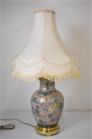 PORCELAIN LAMP WITH BUTTERFLY MOTIF - 33" TALL