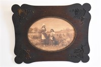 EARLY PHOTOGRAPH IN WOOD FRAME - 19" W X 15" H