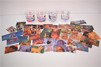 DISNEY COLLECTORS PLASTIC CUPS & TRADING CARDS