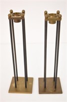 ARCHITECTURAL FORM BRASS/METAL CANDLE HOLDERS