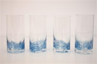 4 BUBBLE GLASS TUMBLERS- 6" TALL