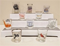 10 Vintage Shot Glasses - Birds, Ships +