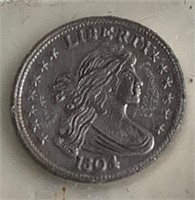 Engraved Miniature 1804 Liberty Silver Dollar