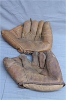 Vintage Pair 50's Baseball Gloves