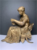 Antique Spelter Classical Sculpture of a Seated