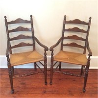 Pair of Ladder Back Arm Chairs