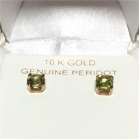 10K Gold Genuine Peridot Earrings