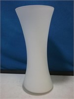 White Satin glass vase 10 in tall