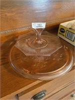 PINK DEPRESSION GLASS SERVING TRAY