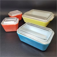 Vintage 8-pc PYREX Containers - Red Blue Yellow