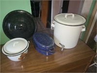 Enamelware Pot, Lids, Roaster, Water Cooler