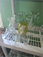 Assorted Glassware, Carafes, Jars, Etc