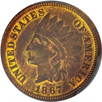 1C 1867 PCGS PR66 RB CAC