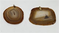 1970s Agate Slice Pendants for Necklaces