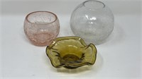 Lotus Art Glass Tealight Crackle Glass Globes