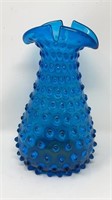 Hobnail Glass Vase Bright Blue